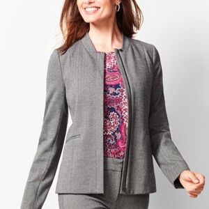 Talbots Italian luxe knit herringbone zipper front Blazer